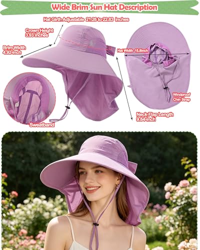 Sun Hat for Women with Ponytail Hole & Neck Cover