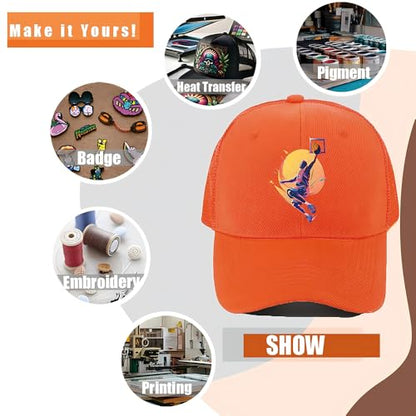 ZH 12 Pack Mesh Trucker Hats, Bulk Baseball Caps for Men and Women, Trucker Cap Wholesale - color: Orange