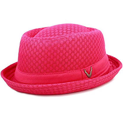 The Hat Depot Unisex Light Weight Classic Soft Cool Mesh Pork Pie hat - color: Hot Pink, size: Small-Medium