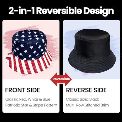 Wildarms Reversible Patriotic Bucket Hat Set with Temporary Tattoos - color: Star