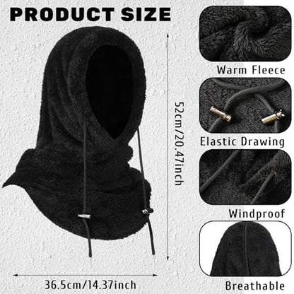 4 Pcs Winter Fleece Balaclava Ski Mask Glove Men Women - color: Black and Grey
