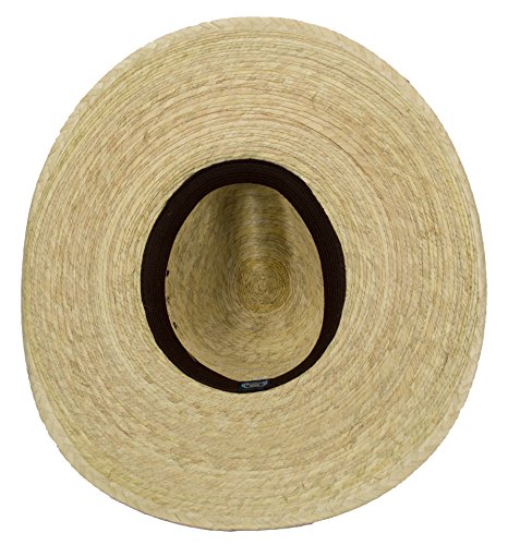 Sombreros de Hombre De Palma, Burnt Stain Big Brimmed Western Mexican Palm Leaf Sombrero Buffalo Bill Sharpshooter Cowboy Hat, Flex Fit Natural, Large