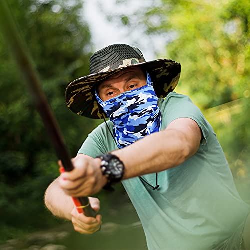 Balaclava Ski Mask, Sun Protection Breathable Face Cover Men Women - color: Camo Blue