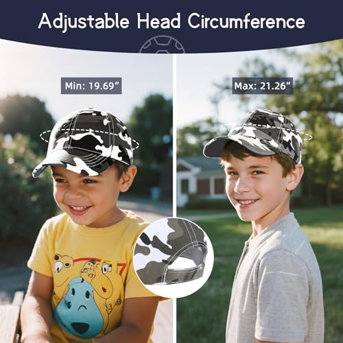 Durio Toddler Baseball Hat Adjustable Kids Hat for Boys Ages 3-8 - color: Black & White Camouflage