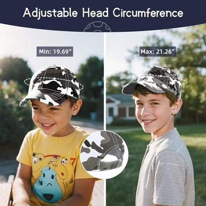 Durio Toddler Baseball Hat Adjustable Kids Hat for Boys Ages 3-8 - color: Black & White Camouflage