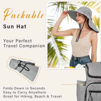 Tirrina Women's Sun Hat Wide Brim, UV Protection Sun Hats for Women - color: Gray