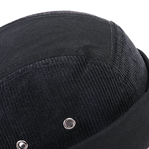 Men Hats Docker Cap Hats Beanie Sailor Cap Worker Hat Rolled Cuff Retro Brimless Hat with Adjustable - color: Xa286-black