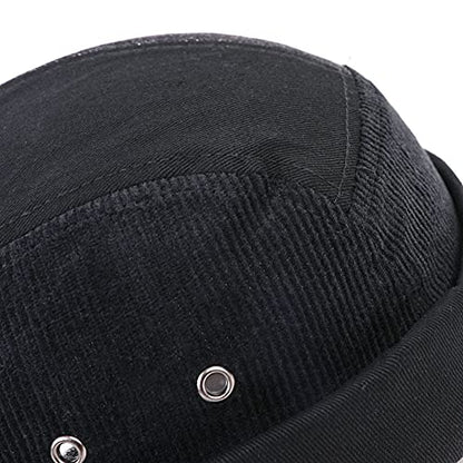 Men Hats Docker Cap Hats Beanie Sailor Cap Worker Hat Rolled Cuff Retro Brimless Hat with Adjustable - color: Xa286-black