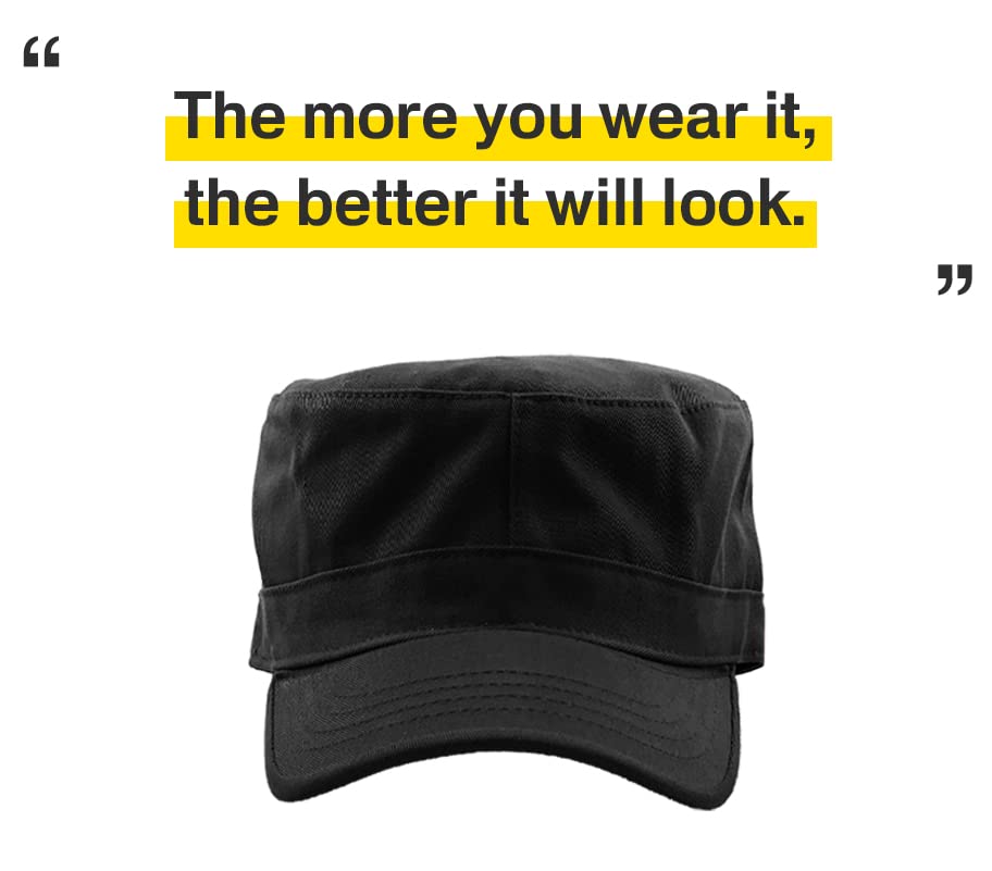 KBETHOS Cadet Army Cap Basic Everyday Military Style Hat (Now with STASH Pocket Version Available) - color: Black Daily Cadet, size: Medium