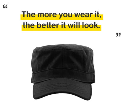 KBETHOS Cadet Army Cap Basic Everyday Military Style Hat (Now with STASH Pocket Version Available) - color: Black Daily Cadet, size: Medium