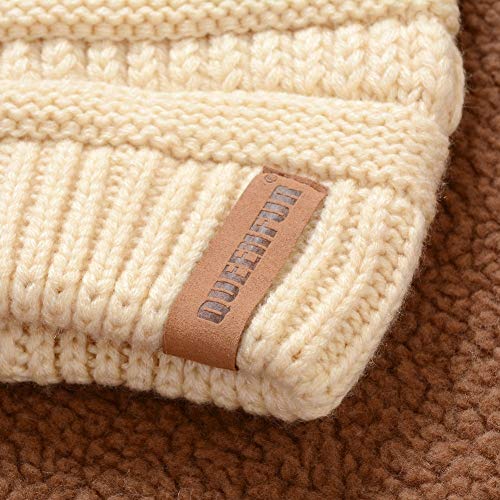 Women Knit Slouchy Beanie Chunky Baggy Hat with Faux Fur Pompom Winter Soft Warm Ski Cap - color: D9-dark Teal