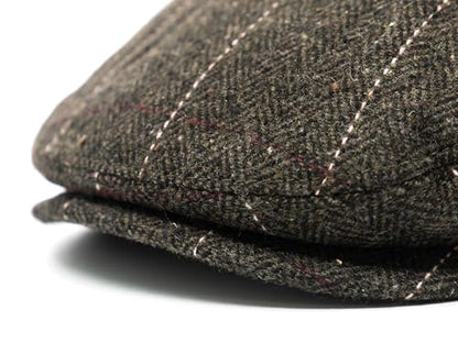 Men's Classic Patchwork Herringbone Checker Plaid Newsboy Ivy Hat Flat Cap - color: Brown Plaid, size: Large-X-Large