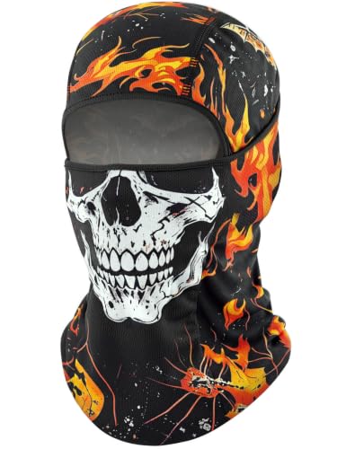 ROXUN Ski Mask Balaclava, Motorcycle Summer Cooling Breathable UV Protector - color: 118-fire Skull