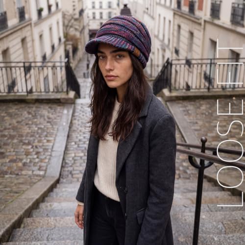 C.C Hatsandscarf Exclusives Women's Ribbed Knit Hat with Brim (YJ-131)(YJ-2023) - color: Black Multi