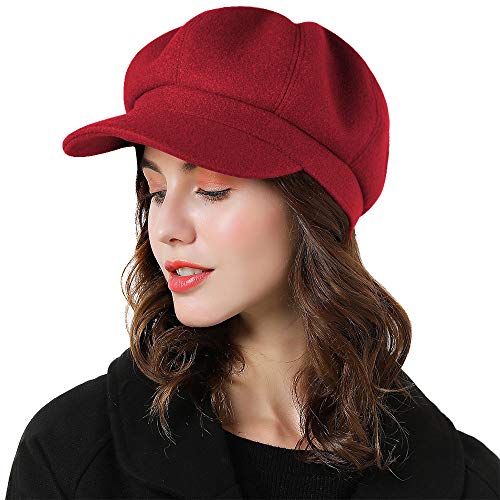 Sumolux Women Beret Newsboy Hat French Cap Classic Winter - color: Red