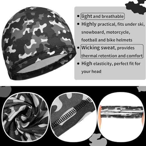 Boao Doo Rags Skull Cap for Men Sweat Wick - color: Black Camo, size: Medium