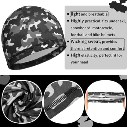 Boao Doo Rags Skull Cap for Men Sweat Wick - color: Black Camo, size: Medium