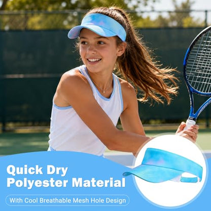 Kids Sun Visor Hats for Girls Boys Reflective Sports Hats Summer Beach Running Tennis Golf Caps Age 8-14 - color: No Reflective Strip-gradient Blue/Green