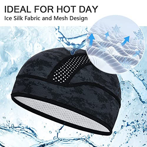 MELASA Cooling Skull Cap Breathable Mesh Sweat Control Helmet Liner for Men - color: Black & Digital Camo