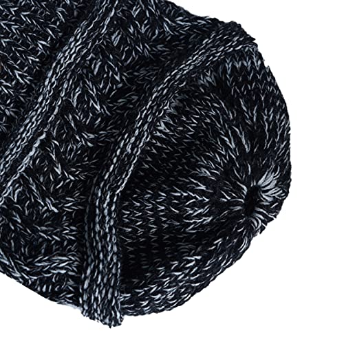 Rosoz 2 Pack Ponytail Beanie for Women,Winter Warm Beanie Tail Soft Stretch Cable Knit Messy High Bun Hat - color: 1pack-black&white Mix