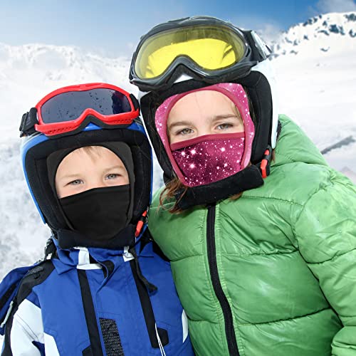 GoxRunx Kids Balaclava Ski Mask,Fleece Face Mask Neck Warmer for Boys Girls,Windproof Face Cover for Cold Weather - color: Pink Starry Sky