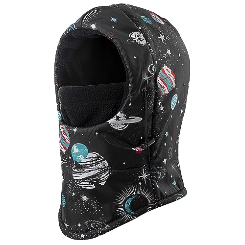 REDESS Winter Windproof Hat, Unisex Children Heavyweight Balaclava, Ski Mask with Thick Warm Fleece Face Cover - color: Sky Black