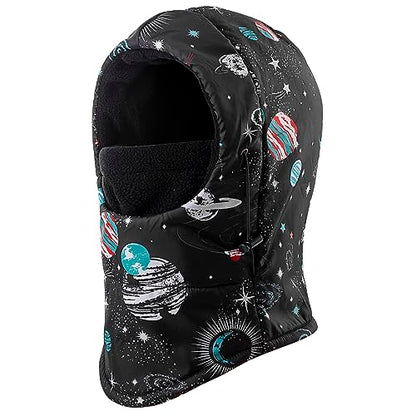 REDESS Winter Windproof Hat, Unisex Children Heavyweight Balaclava, Ski Mask with Thick Warm Fleece Face Cover - color: Sky Black