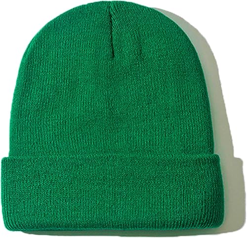 ZOORON Beanie for Men Women Warm Winter Hat Unisex Soft Knit Cuffed Beanie - color: Grass Green