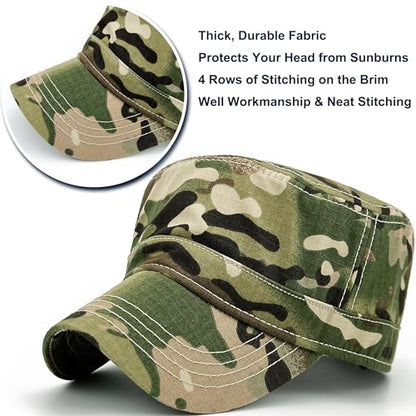 Loneshark Tactical Camo Military Hat Cadet Cap Army Flat Top - color: Woodland, size: One Size