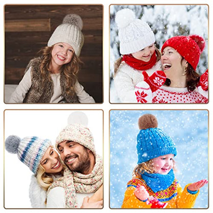 BQTQ 36 Pcs Faux Fur Pom Poms DIY Hat Pompom with Elastic Loop (Soft Color) - color: Soft color