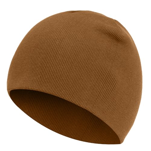 100% Cotton Beanie Hat for Men Women Cuffless Warm Winter Hats - color: 1pcs-coffee