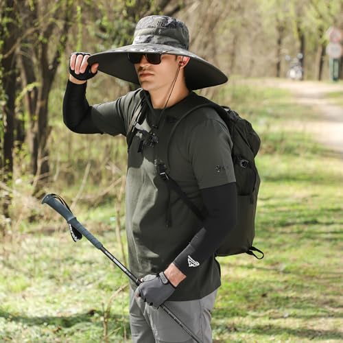 Wide Brim Sun Protection Hat Outdoor Unisex Ventilated Hats for Hiking Beach Fishing Safari Garden Lawn Yard Work Kayaking - color: Armygreen Graffiti