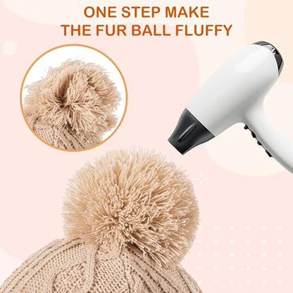 Kids Winter Beanie Hat and Scarf Set with Pom Pom for Girls, Children's Thick Ski Cap with Earflap Fleece Lined Hat 3-9 Years - color: Light Gray