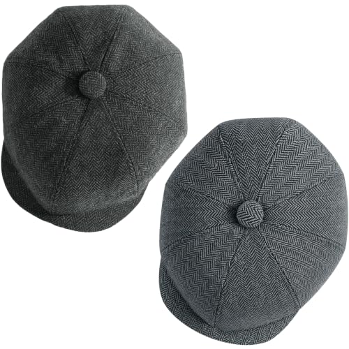 Senker Fashion 2 Pieces Newsboy Cap for Men - color: Dark Black Blue