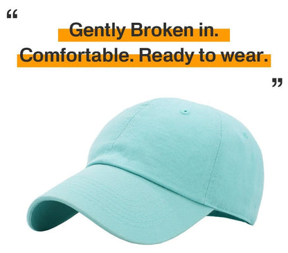 KBETHOS Classic Unisex Cotton Adjustable Low Crown Baseball Cap – Plain Dad Hat - color: Mint