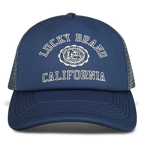 Lucky Brand Trucker Hat | Snapback | Adjustable | Mesh Back | Retro | Baseball Cap | Golf | Fishing | American Heritage - color: Collegiate - Blue