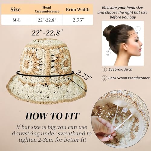 Floppy Big Beach Straw Hats for Women Foldable Summer Wide Brim Packable Sun Hat Womens Travel Straw Fedora Hat - color: Floral-2
