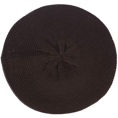 BYOS Chic French Style Lightweight Soft Slouchy Knit Beret Beanie Hat in Solid - color: 2-pack Brown & Black
