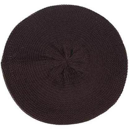 BYOS Chic French Style Lightweight Soft Slouchy Knit Beret Beanie Hat in Solid - color: 2-pack Brown & Black