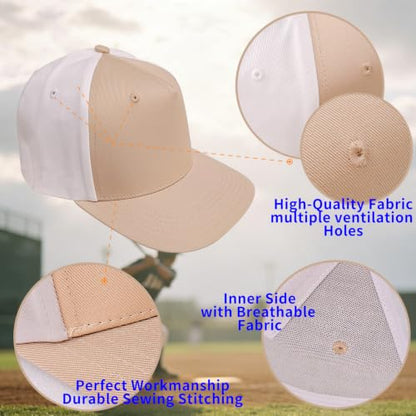 Baseball Cap 100% Cotton Hats for Men and Women for Cooling Performance, Adjustable and Washable Golf Hat - color: Green/White+brown/White
