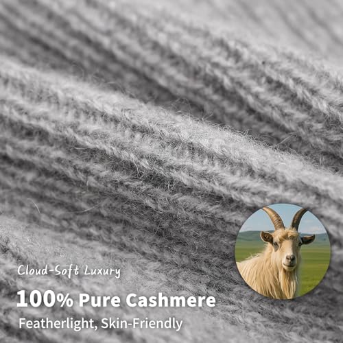 100% Cashmere Beanie for Women and Men, Soft Warm Winter Knit Hat - color: Gray