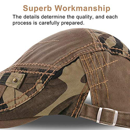 M MOACC Men Beret Hat Cotton Adjustable Newsboy Hats Cabbie Gatsby Cap Driving Flat Caps - color: Hat-t2-camo Army