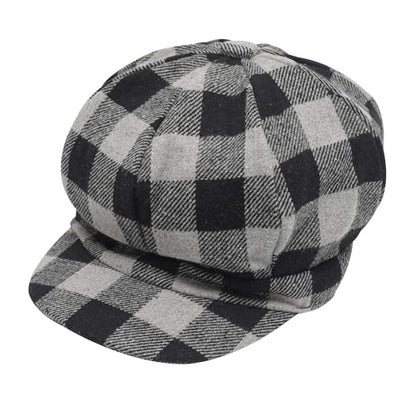 ZLYC Women Classic Newsboy Cap Visor 8 Panel Gatsby Cabbie Paperboy Hat - color: (Plaid) Black