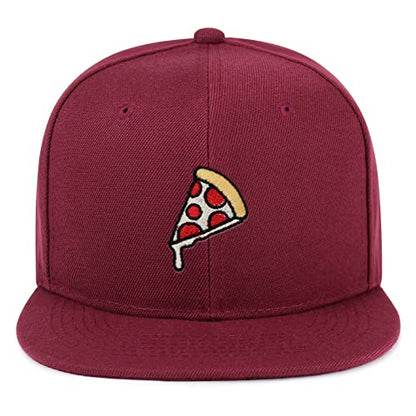 JPAK Pizza Hip-Hop Snapback Hat Embroidered Baseball Cap Foodie - color: 11. Maroon