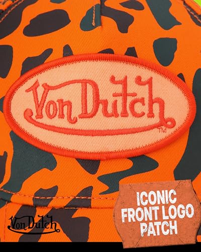 Von Dutch Unisex Cotton Canvas Baseball Cap, Curved Brim, Snapback - color: Orange