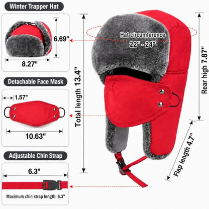 mysuntown Warm Winter Hats for Women Men with Ear Flaps for Cold Weather - color: Bright Red