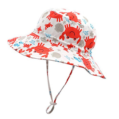 Home Prefer UPF50+ Wide Brim Sun Hat Boys Girls Sun Protection Hat Zoo Beach Swim Safari Bucket Hat for Baby Toddler Kid - color: Crab, size: 3-6 Months