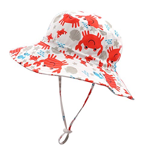 Home Prefer UPF50+ Wide Brim Sun Hat Boys Girls Sun Protection Hat Zoo Beach Swim Safari Bucket Hat for Baby Toddler Kid - color: Crab, size: 2-4T