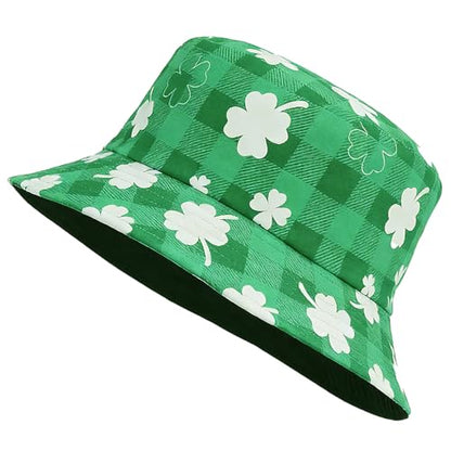 Bucket Hat for Women Men Beach Sun Hat Fishing Hat Double Side Wear Reversible Fisherman Hat - color: St. Patrick's Day