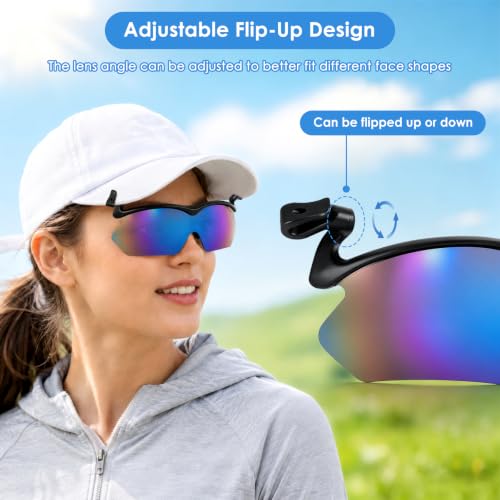 Outdoor Polarized Sunglasses, UV400 Clip On Hat Sunglasses for Fishing